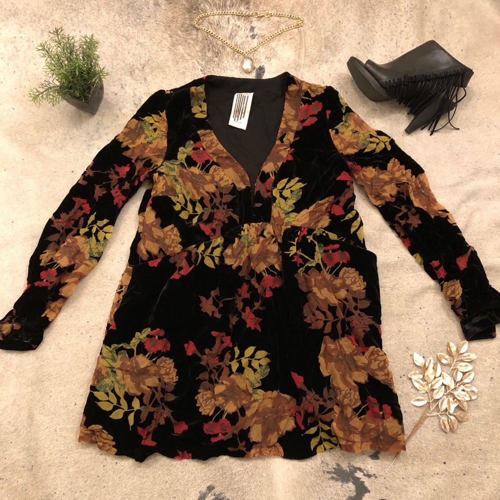 Free People floral All night log velvet dress